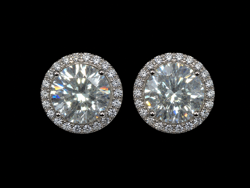 Moissanite Circle Stud Earrings