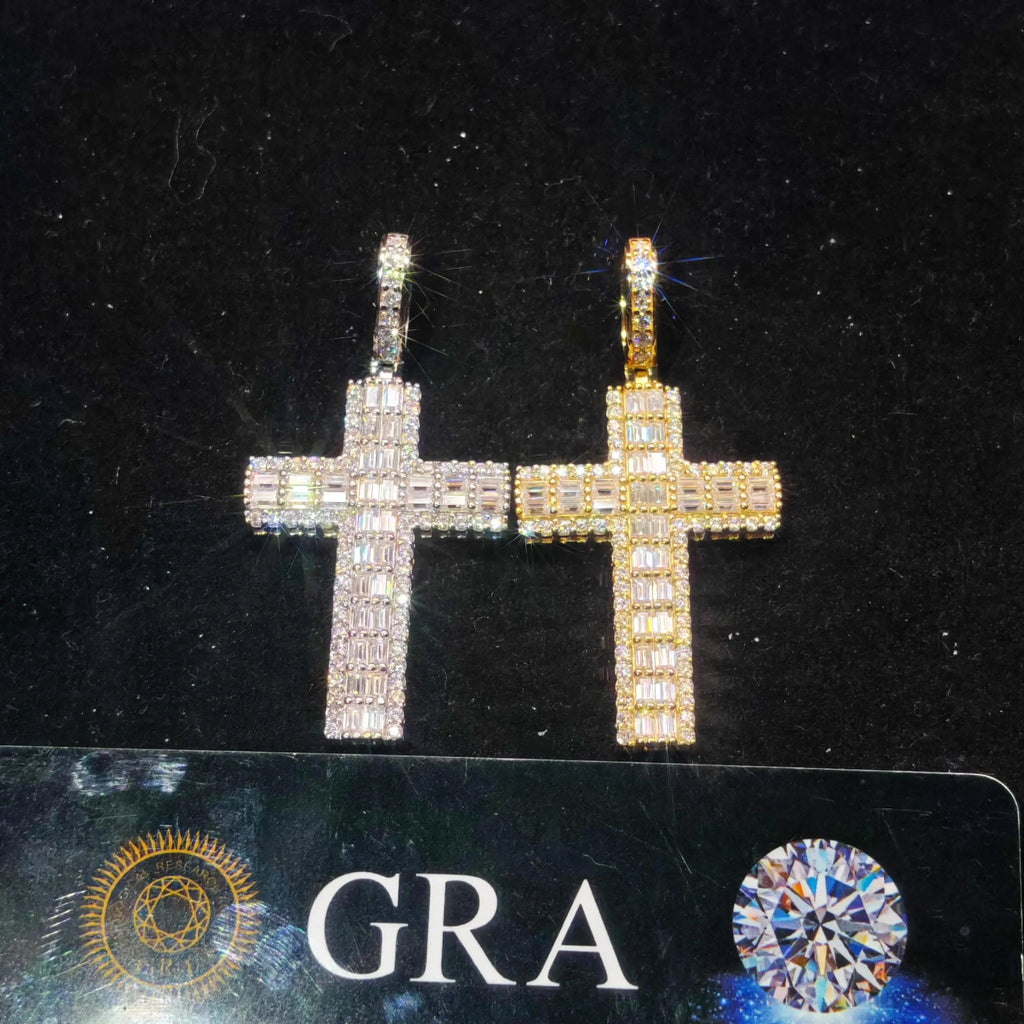 Moissanite Cross Pendant 925 Sterling Silver
