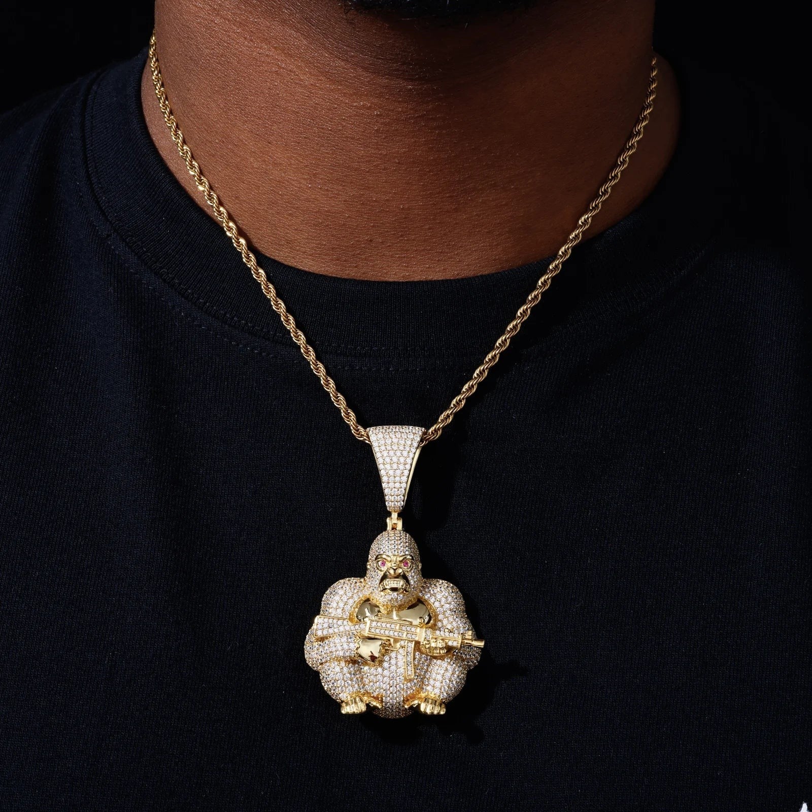 Street Style Moissanite AK Gorilla Pendant