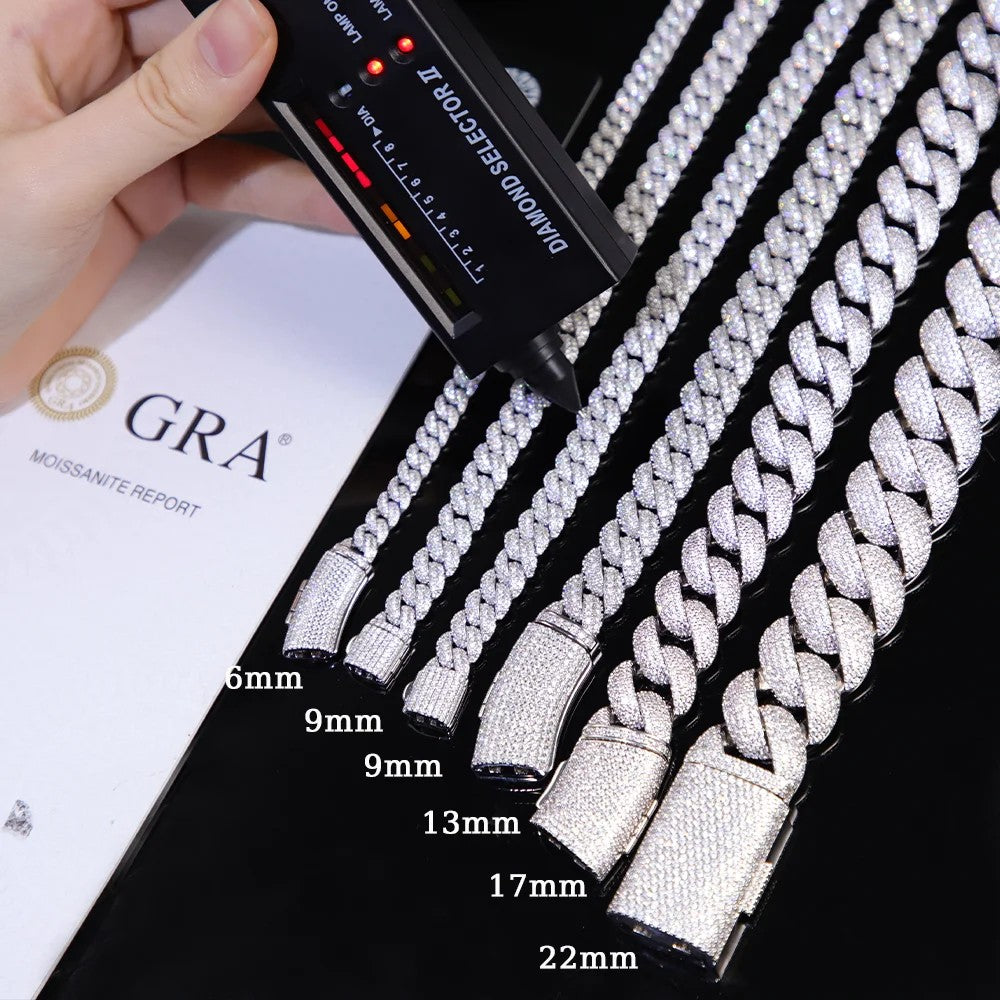 6mm 9mm 13mm Moissanite Cuban Chain