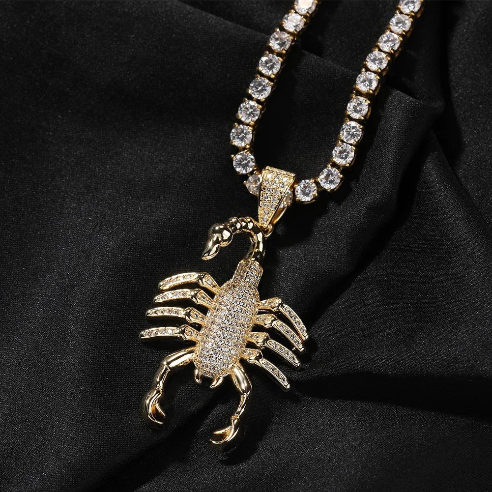 Iced Out Scorpion Pendant Comes With Rope Chain