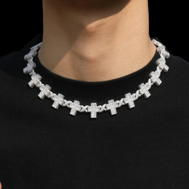 17MM Gold Plated Moissanite Cuban Link Chain