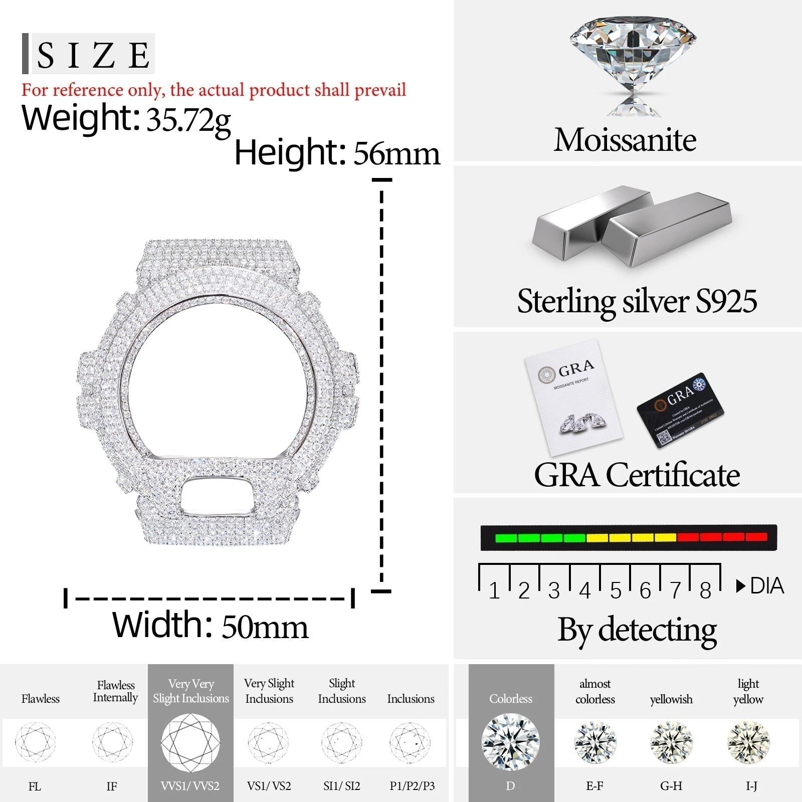 DW6900 Bezel Moissanite Watch Case