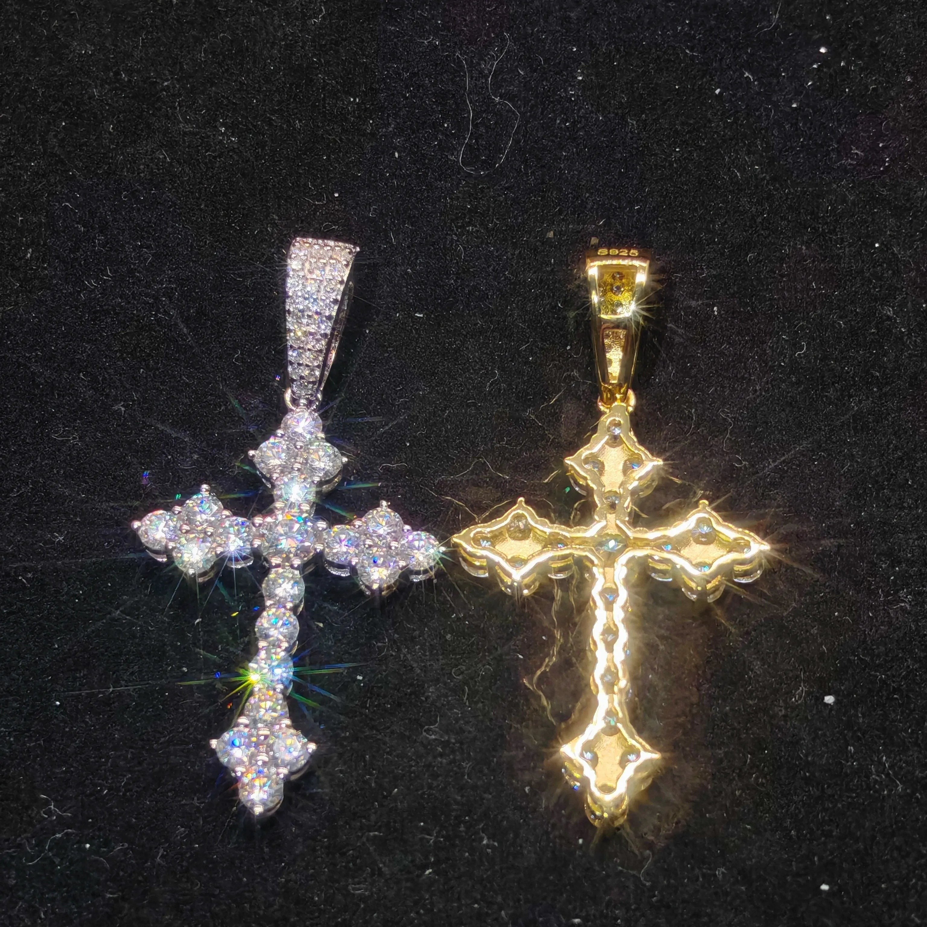 Moissanite Cross Pendant 925 Sterling Silver