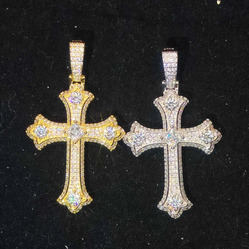 Moissanite Cross Pendant 925 Sterling Silver