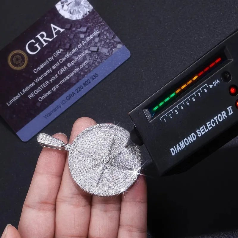 Moissanite Custom Big Round Compass Pendant