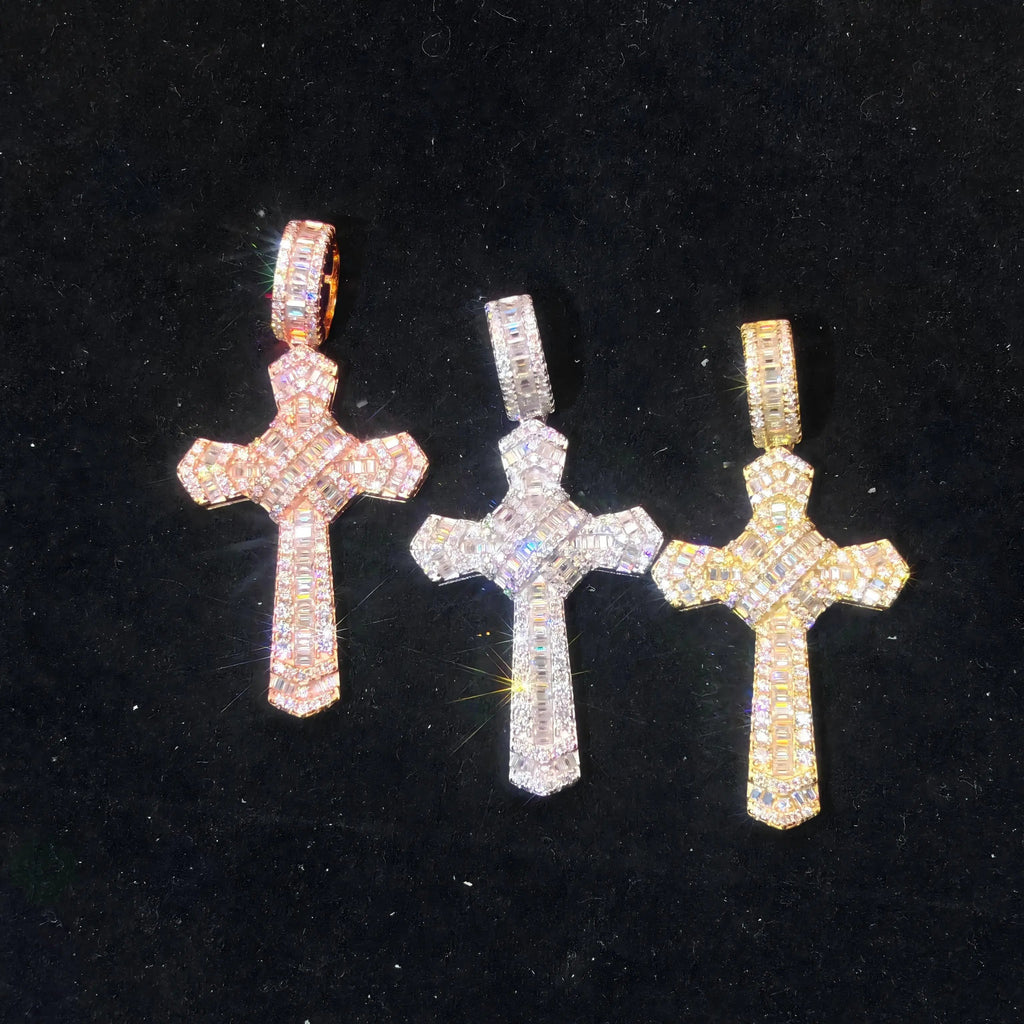Elegant Pave Stone Cross Pendant