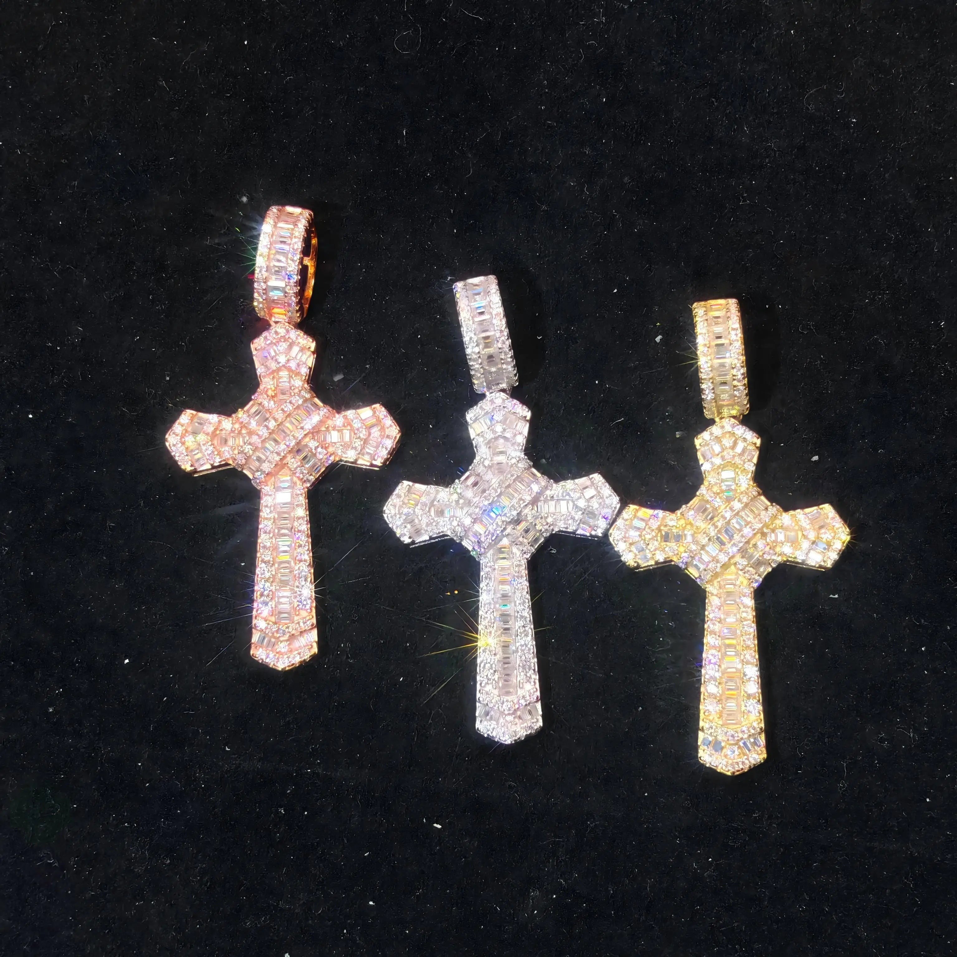 Elegant Pave Stone Cross Pendant