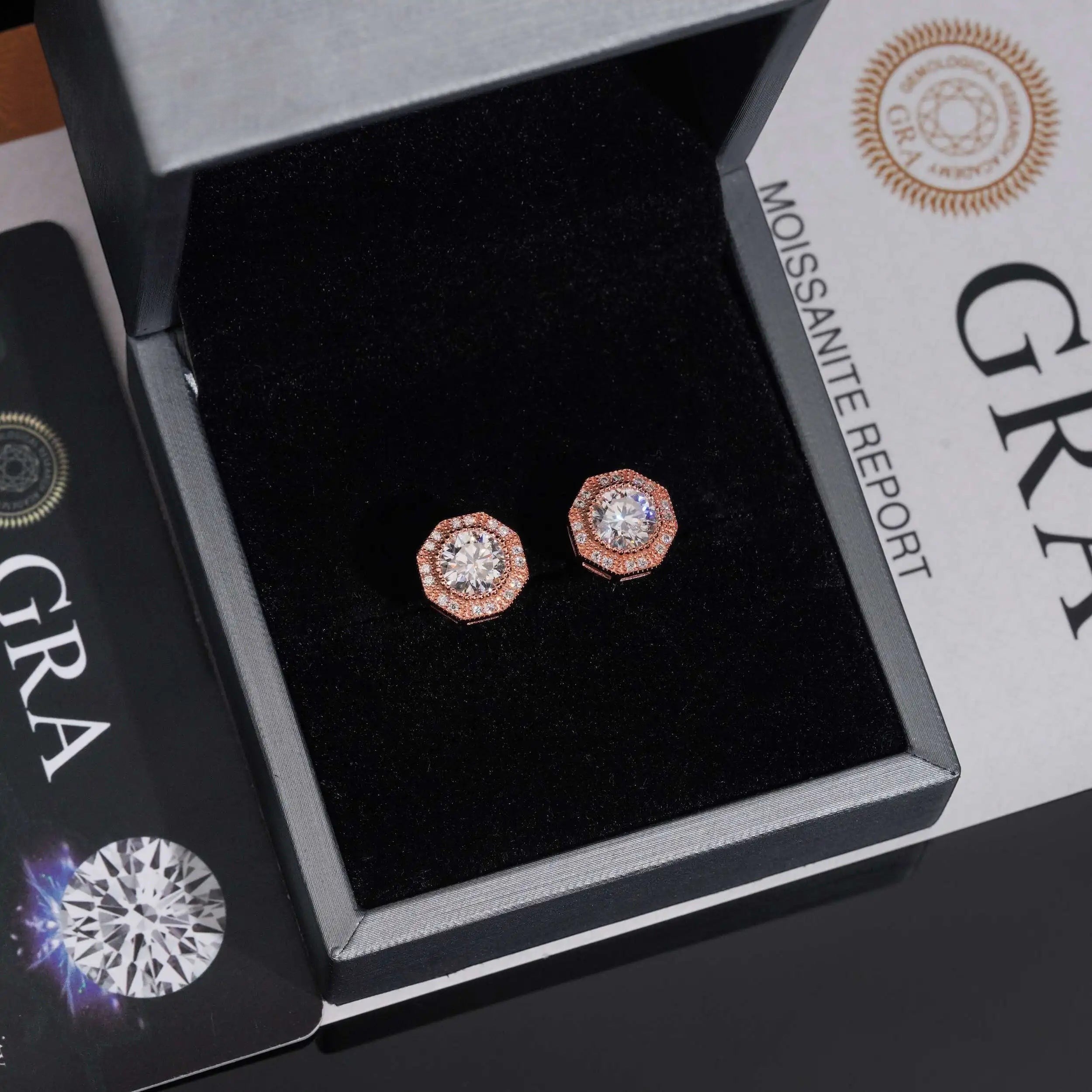 Moissanite Bezel Push Back Stud Earrings