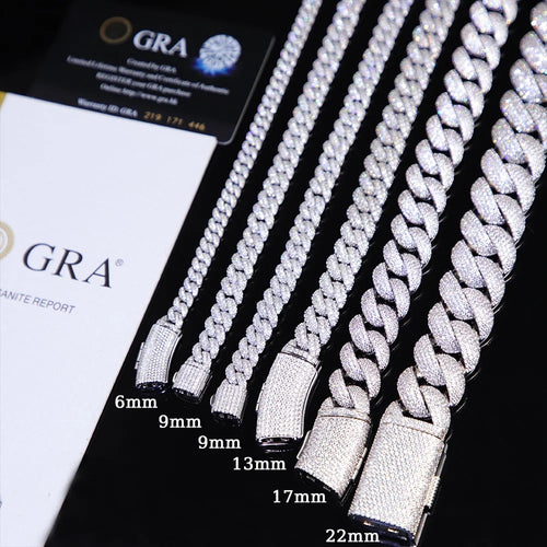 6mm 9mm 13mm Moissanite Cuban Chain