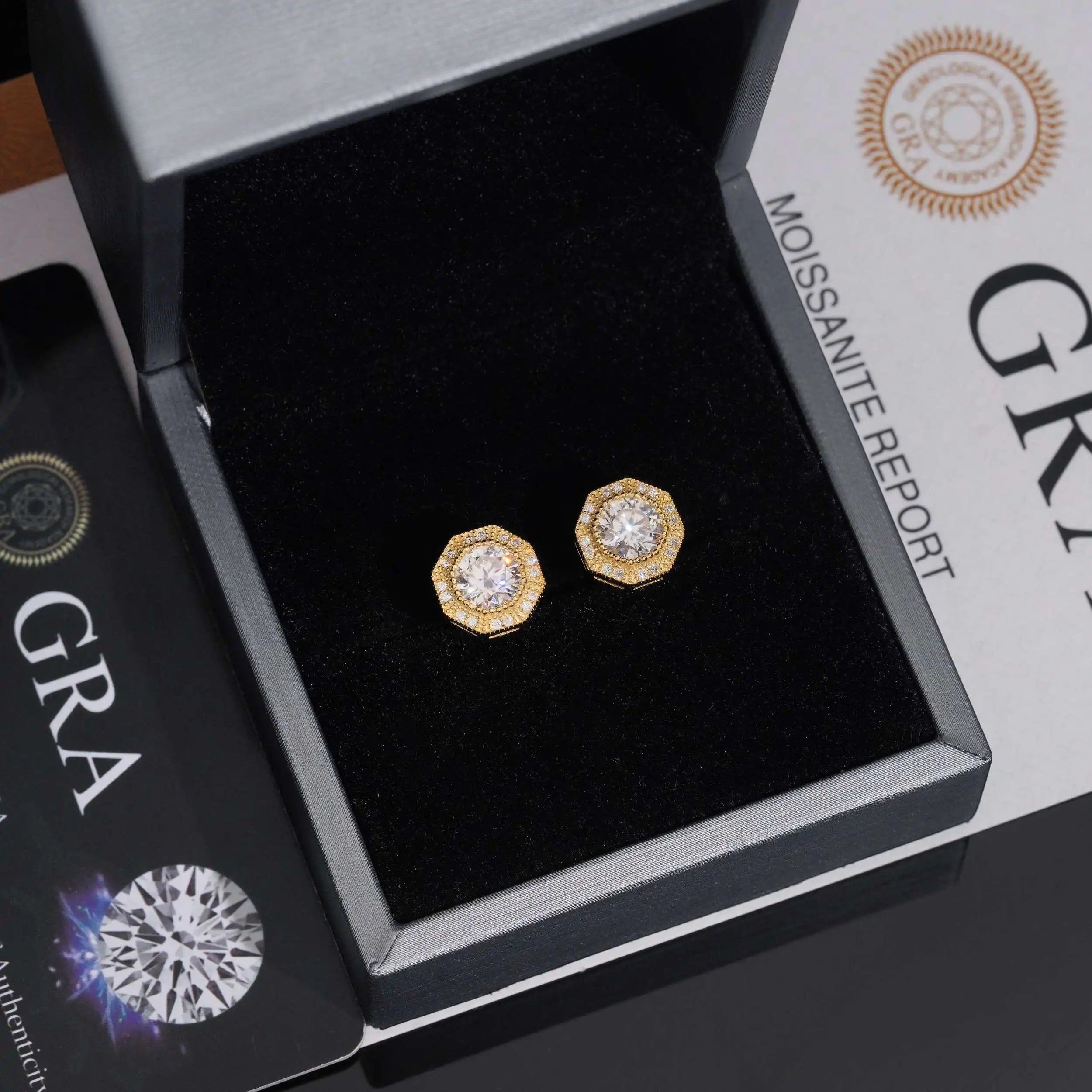 Moissanite Bezel Push Back Stud Earrings