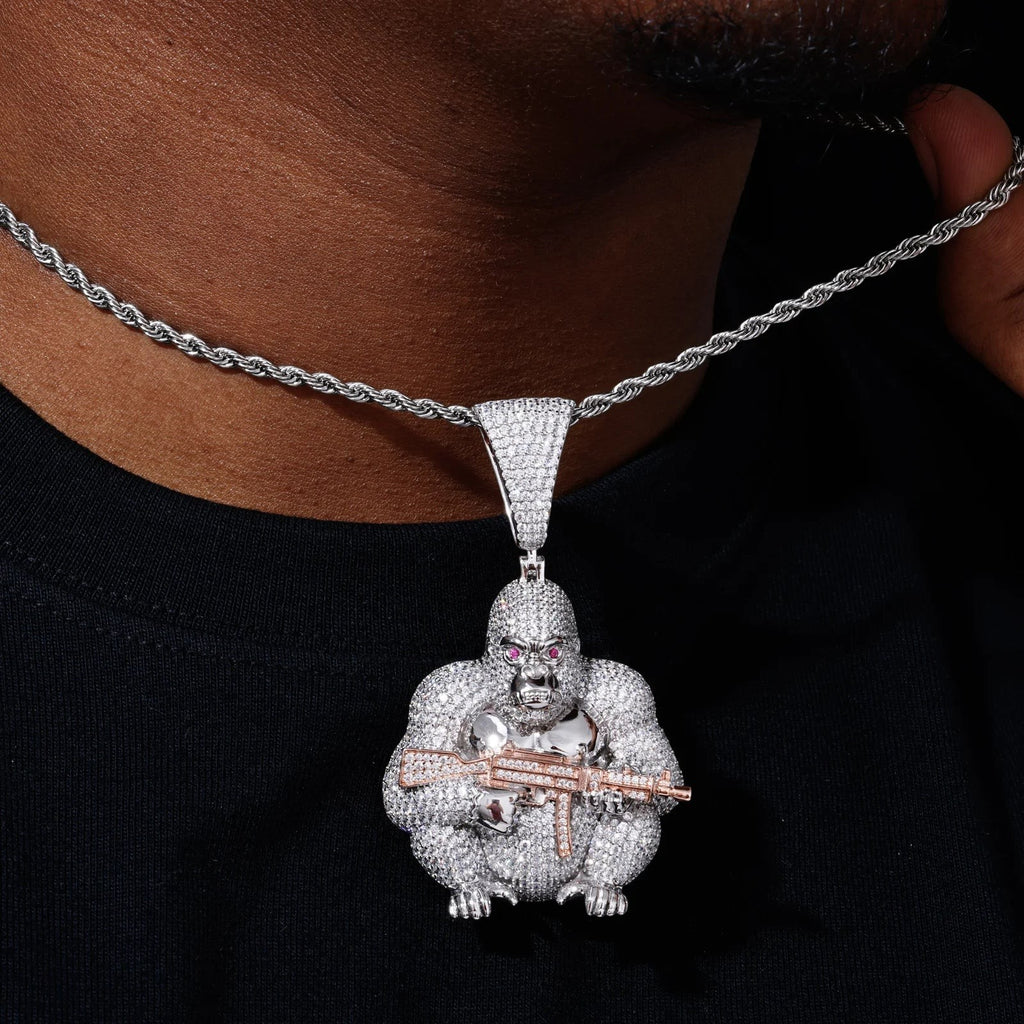 Street Style Moissanite AK Gorilla Pendant