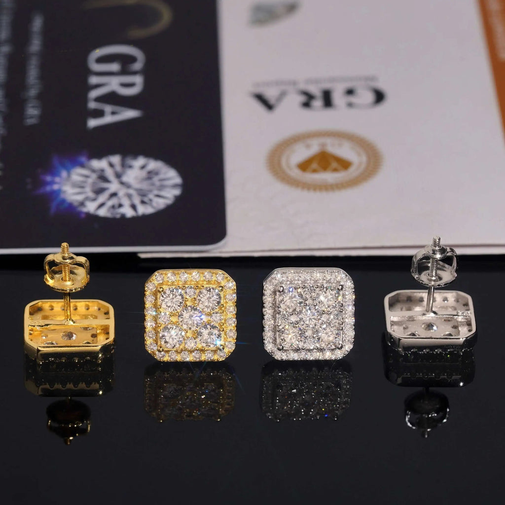 Moissanite 11mm Square Stud Earrings