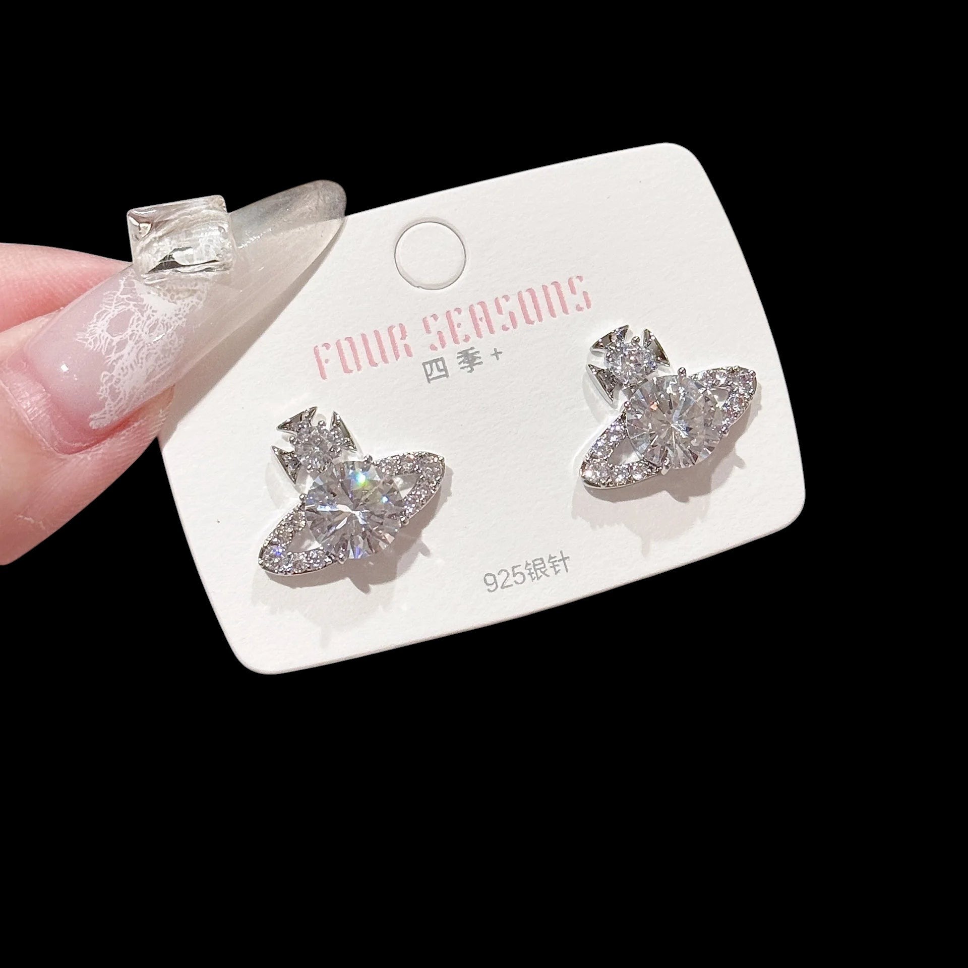 Moissanite Saturn Empress Dowager Earrings