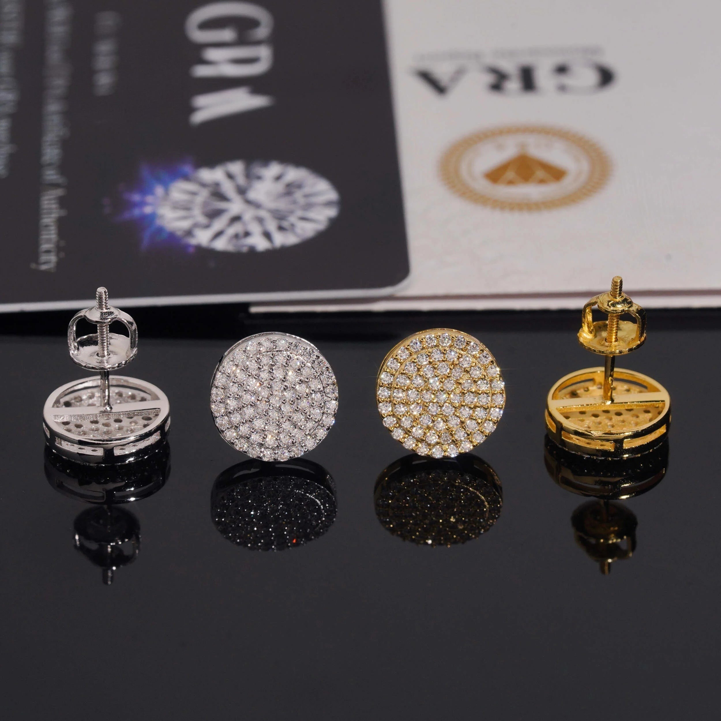 10mm Moissanite Screw Back Circle Stud Earrings