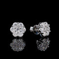 Moissanite Cluster Flower Stud Earrings