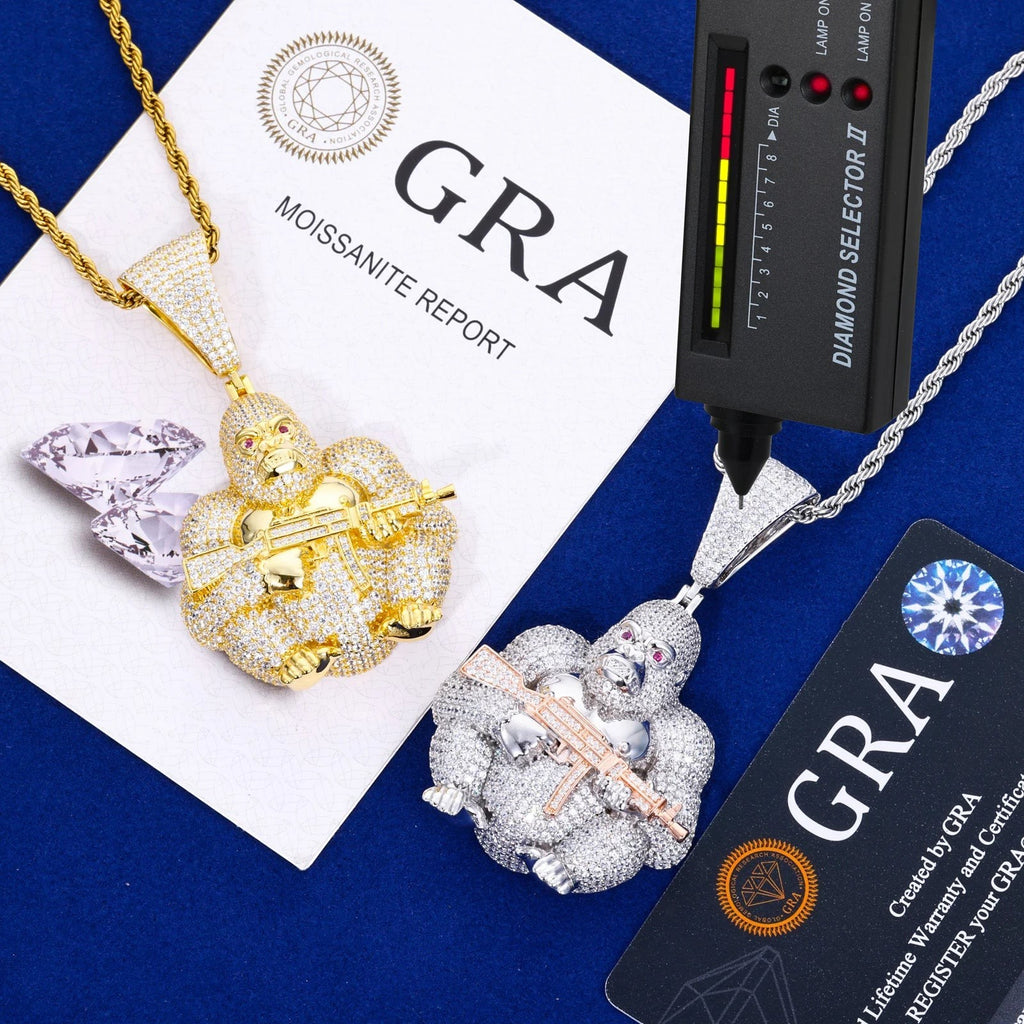 Street Style Moissanite AK Gorilla Pendant