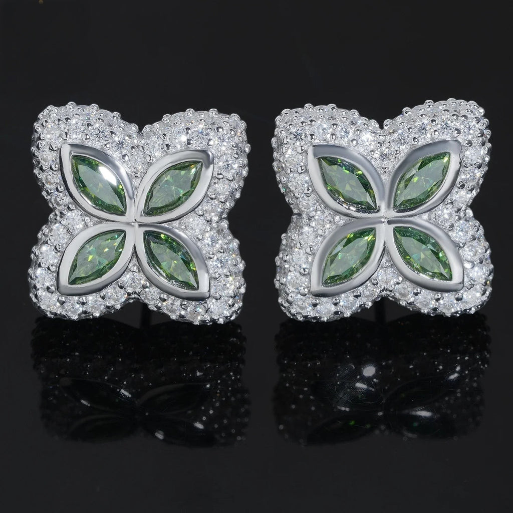 Moissanite Clover Stud Marquise Cut Earrings
