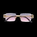 Pink/Gray Iced out Designer Glasses