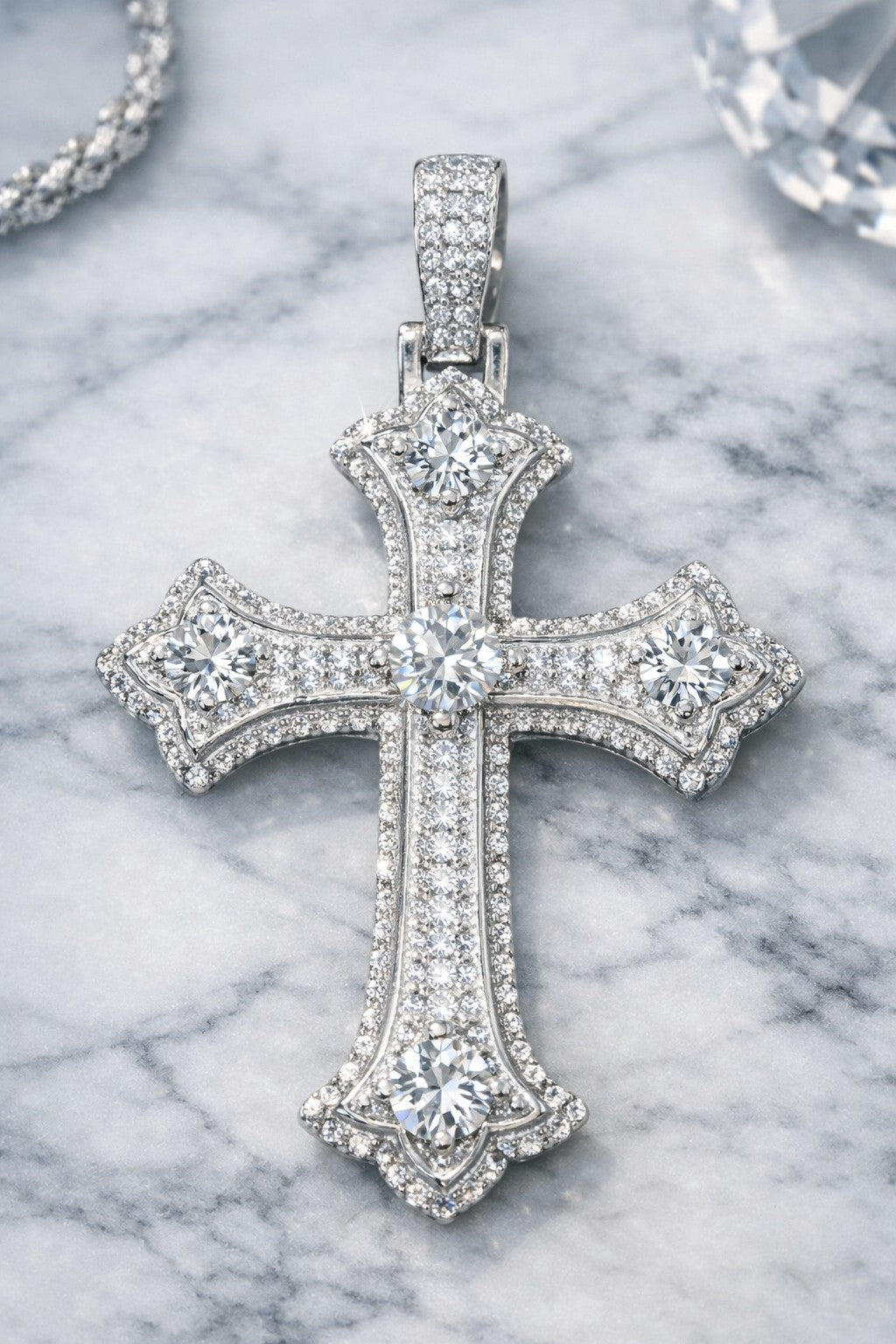 Moissanite Cross Pendant 925 Sterling Silver