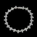 Petey's jewelry iced out silver-tone brass chain necklace featuring repeating cross links with micro-set zircon stones.