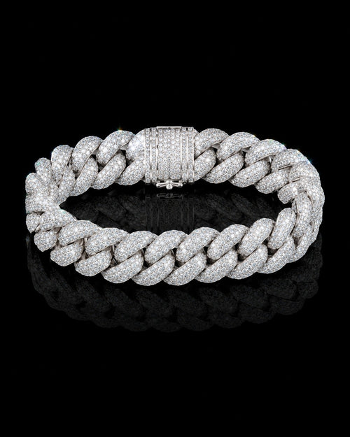Petey's jewelry iced out Cuban link chain in S925 sterling silver with sparkling VVS moissanite diamonds.