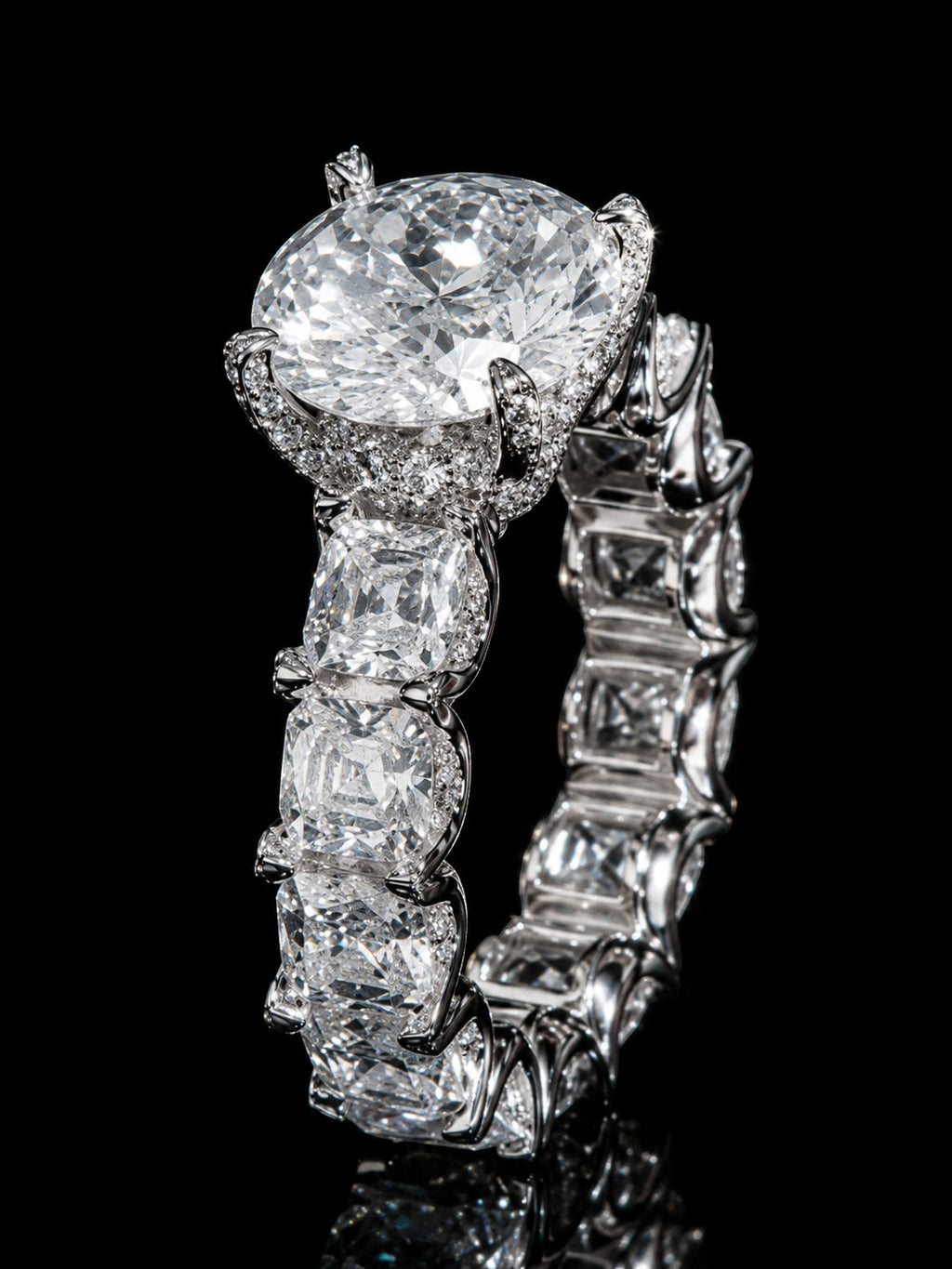 Petey's jewelry luxurious women's ring with VVS moissanite, 925 silver, full diamond, iced out design.