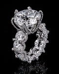Petey's jewelry luxury women's 925 silver ring with VVS moissanite diamonds, round brilliant cut, prong setting.