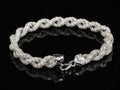 Petey's jewelry iced out moissanite rope chain bracelet in 925 sterling silver with a heart-shaped clasp