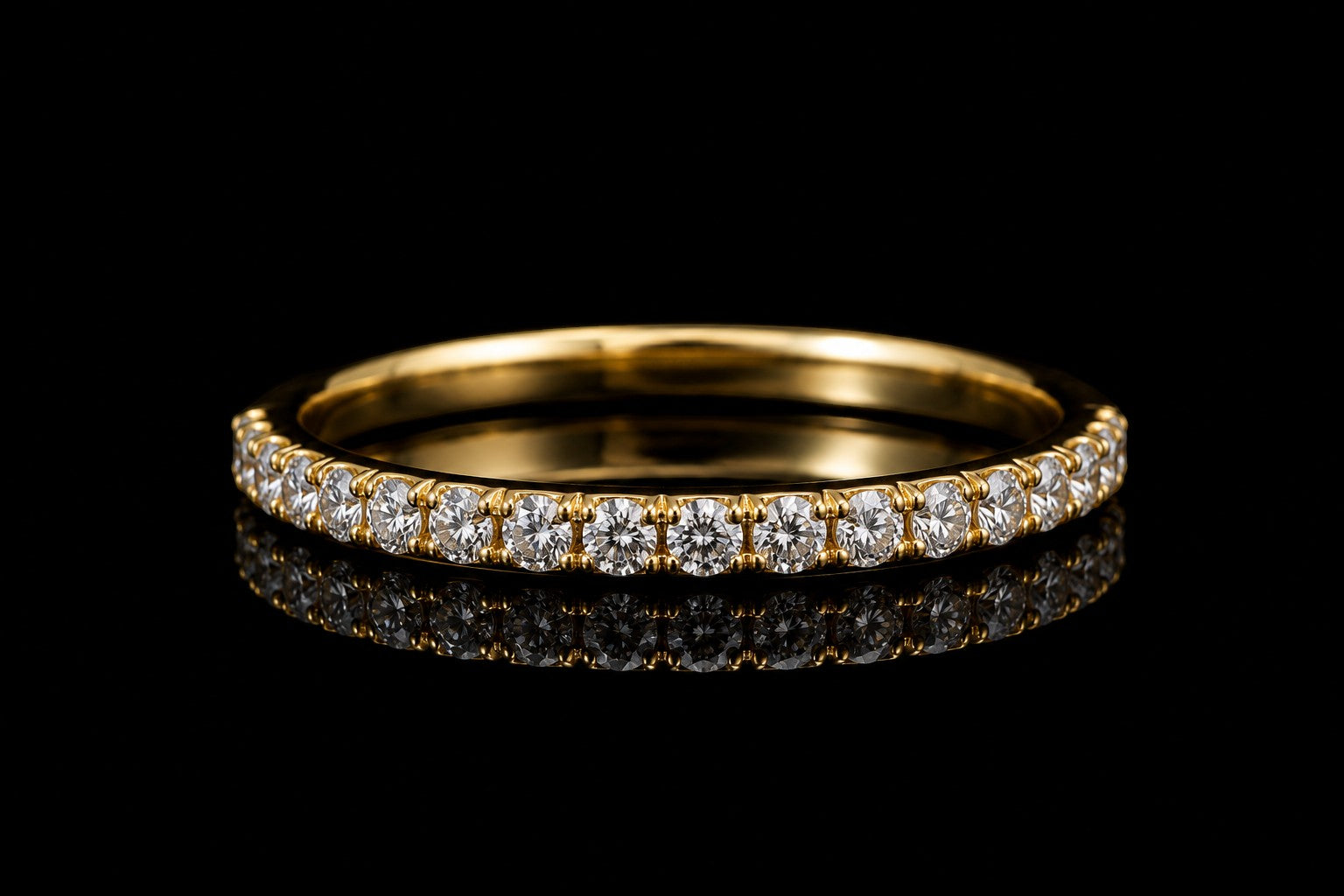 Petey's jewelry minimalist gold-plated 925 sterling silver stackable band ring with round brilliant moissanite stones