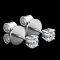 Petey's jewelry round brilliant cut VVS moissanite stud earrings in 925 sterling silver with secure screw backs