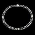Petey's jewelry stainless steel Miami Cuban link chain necklace with a polished silver finish on a black background.