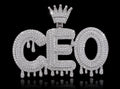 Petey's jewelry iced out CEO letter pendant featuring VVS white moissanite diamonds on silver-plated S925 base.