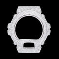 Petey's jewelry DW6900 watch case fully iced out with VVS moissanite stones. Silver-tone metal.