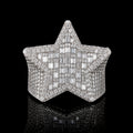 Petey's jewelry iced out star-shaped ring featuring VVS moissanite stones set in 925 sterling silver, hip hop style.