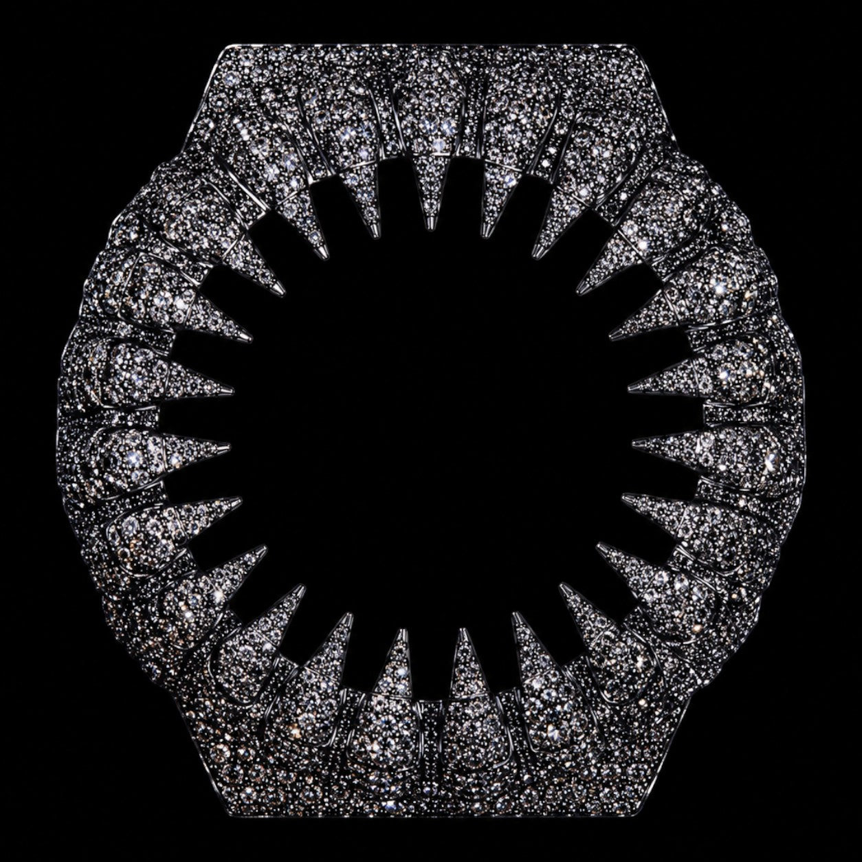 Petey's jewelry Hip Hop style black moissanite watch bezel, fully iced out with VVS stones, 925 sterling silver.