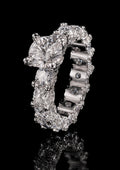 Petey's jewelry luxury women's full diamond moissanite ring, 925 sterling silver, round brilliant cut, hip hop style.
