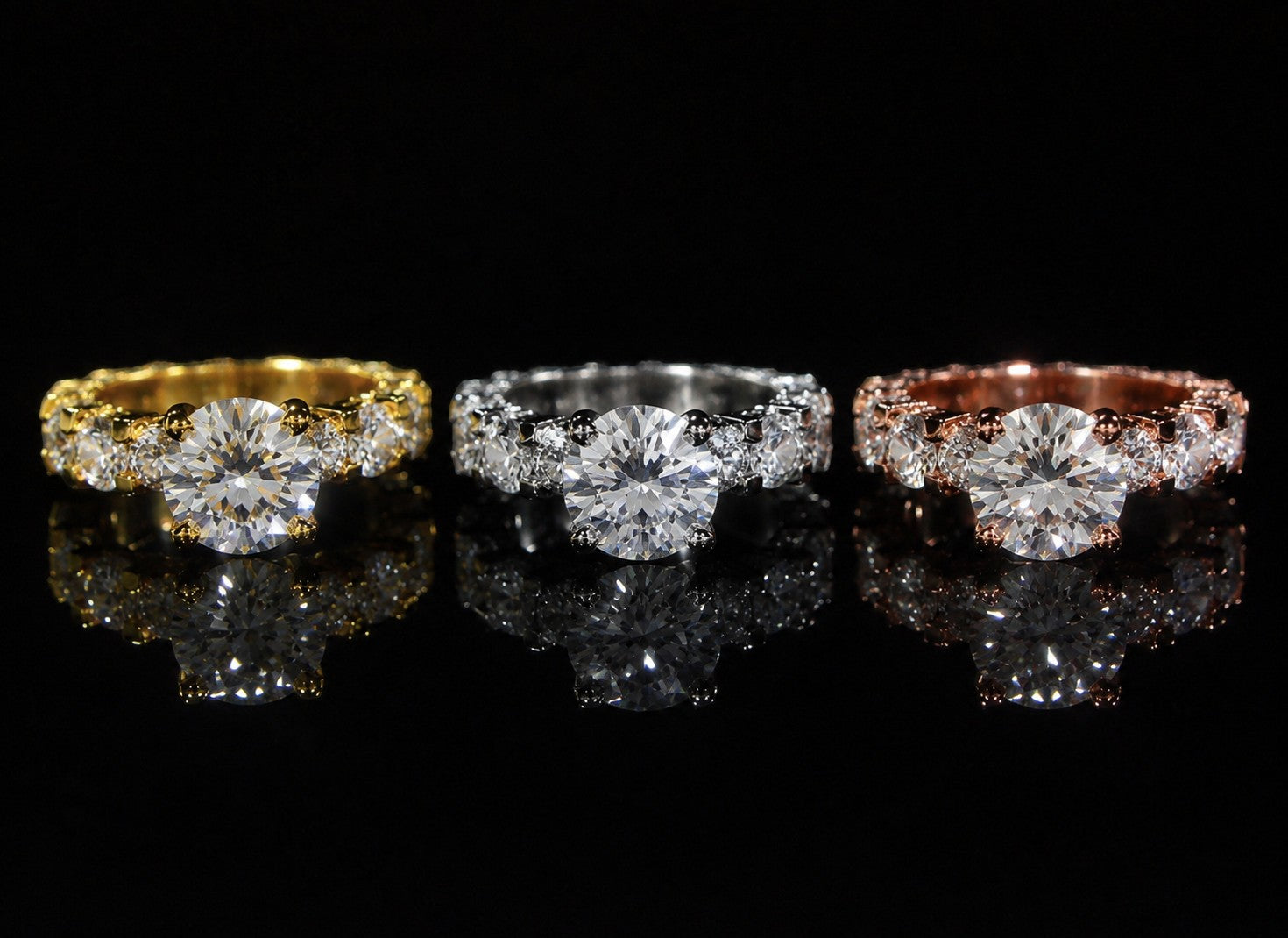 Petey's jewelry luxury women's VVS moissanite engagement ring in 925 silver, available in gold, silver, and rose gold.