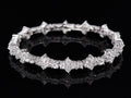 Petey's jewelry 925 sterling silver tennis chain featuring round cut VVS1 moissanite stones in a rhodium-plated setting.