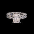 Petey's Jewelry radiant cut moissanite engagement ring in sterling silver with pave band