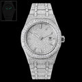 Petey's Jewelry men's iced out automatic watch with VVS moissanite, sapphire crystal, and stainless steel band.