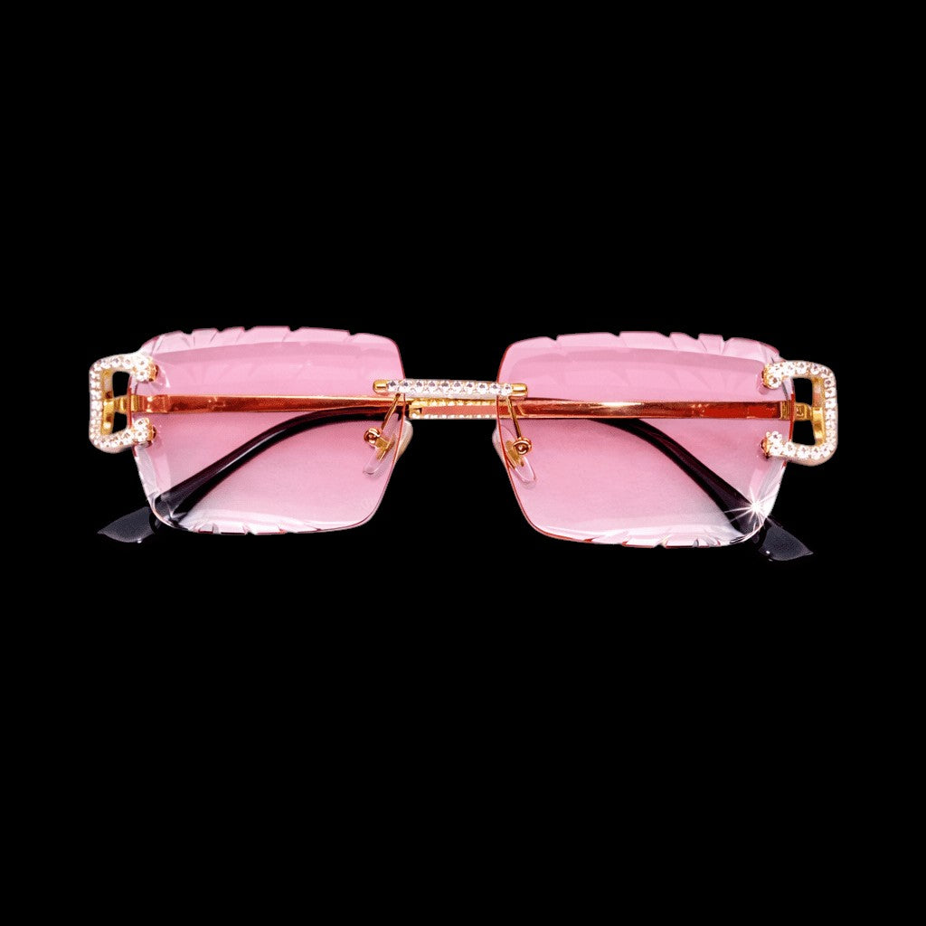 Pink Iced out Designer Glasses
