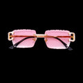 Pink Iced out Designer Glasses